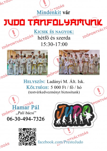 Időpontváltozás a judo edzéseken